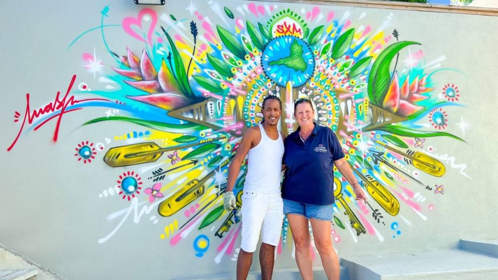 Angie and MaSh' in ART in Front of Villa Magic SXM